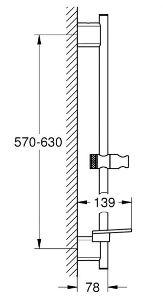 Grohe Smartactive brusestang 600 mm - Børstet Cool Sunrise