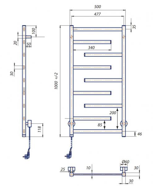 Kriss Luna håndklædetørrer - 50X100 cm - Poleret rustfrit stål Kriss Luna håndklædetørrer - 50X100 cm - Poleret rustfrit stål