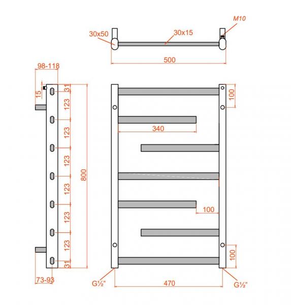 Kriss Sirius håndklædetørrer - 50x80 cm - Krom Kriss Sirius håndklædetørrer - 50x80 cm - Krom