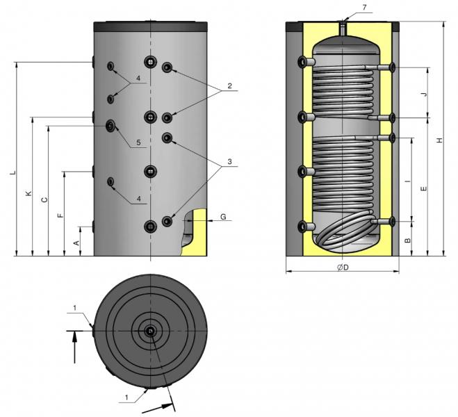 Eldom isoleret akkumuleringstank med 2 spiraler - 300 liter Eldom isoleret akkumuleringstank med 2 spiraler - 300 liter
