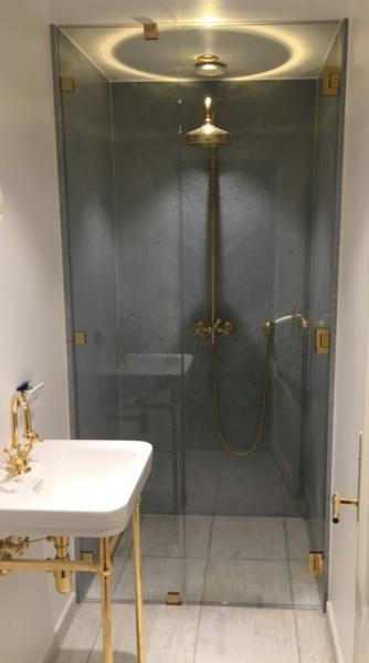 Bath brusedør med fast side - Messing Bath brusedør med fast side - Messing