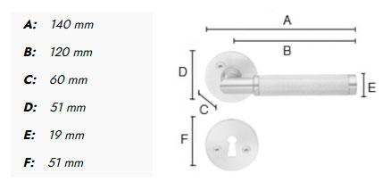 Beslagsboden Design indendørs dørhåndtag m/crystal cut - Børstet krom - Sæt á 4 stk