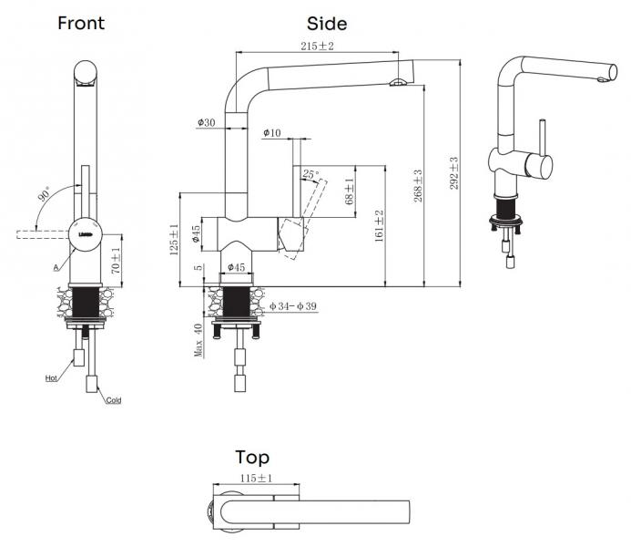 Lavabo Kubus 385 RS køkkenarmatur m/udtræk - Rustfrit stål