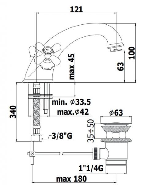 Lavabo Retro 2-grebs håndvaskarmatur - Bruneret messing