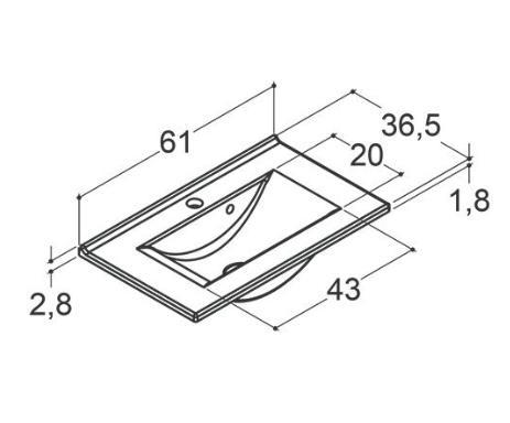 Dansani Amber Mini 60 møbelvask - 1 hanehul