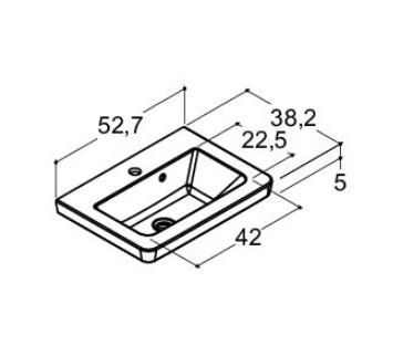 Dansani Mini Larghetto 52 håndvask t/møbel - 1 hanehul Dansani Mini Larghetto 52 håndvask t/møbel - 1 hanehul