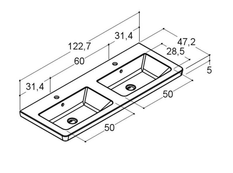 Dansani Larghetto 120 dobbelt møbelvask - 2 hanehuller Dansani Larghetto 120 dobbelt møbelvask - 2 hanehuller