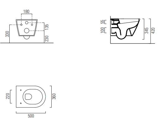 GSI Kube X kompakt 50 væghængt toilet m/Extraglaze+ GSI Kube X kompakt 50 væghængt toilet m/Extraglaze+