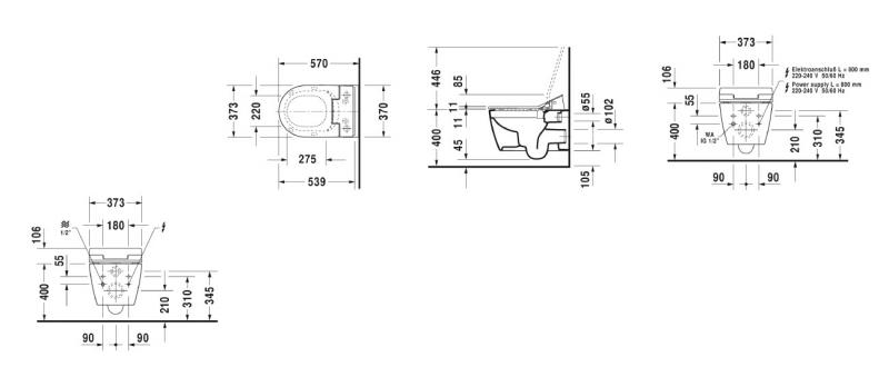 Duravit Me by Starck rimless vægtoilet inkl. SensoWash Slim bidetsæde Duravit Me by Starck rimless vægtoilet inkl. SensoWash Slim bidetsæde