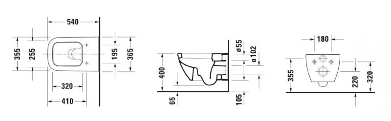 Duravit Happy D.2 54 væghængt toilet m/Durafix