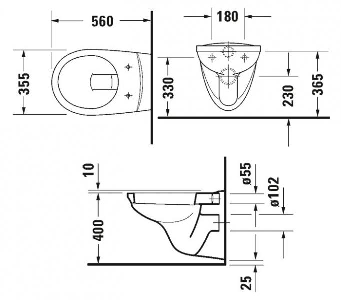 Duravit D-Code Basic 56 væghængt toilet Duravit D-Code Basic 56 væghængt toilet
