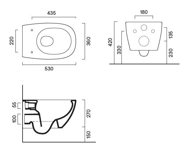 Catalano Alvea 53 væghængt toilet m/Silentech og CataGlaze+