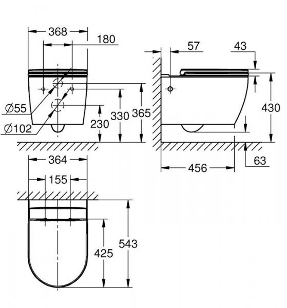 Grohe Start Round Ceramic væghængt toilet inkl sæde m/SoftClose og QuickRelease Grohe Start Round Ceramic væghængt toilet inkl sæde m/SoftClose og QuickRelease