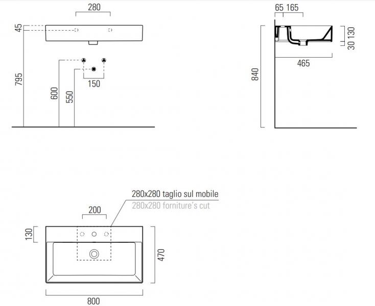 GSI Kube X 80 håndvask t/væg - ExtraGlaze GSI Kube X 80 håndvask t/væg - ExtraGlaze
