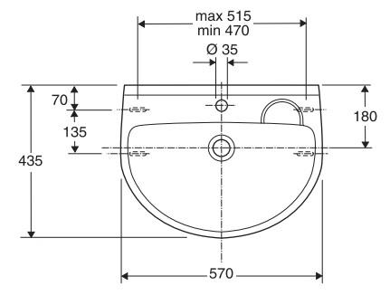 Ifö Cera 57 håndvask t/væg - 1 hanehul