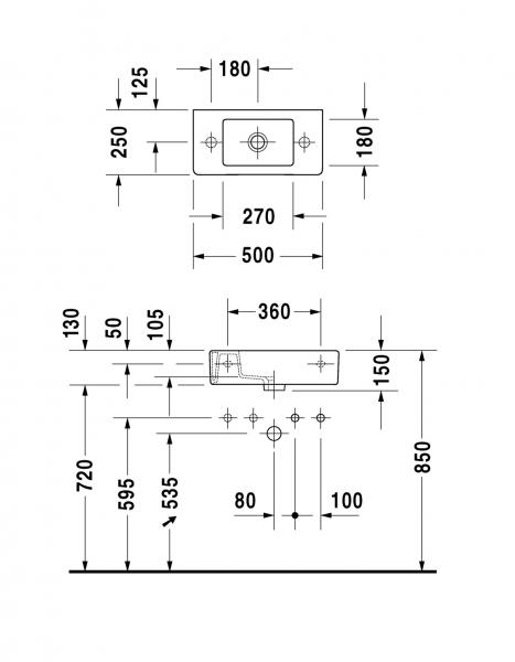 Duravit Vero 50 håndvask t/væg eller møbel - Venstre - Wondergliss Duravit Vero 50 håndvask t/væg eller møbel - Venstre - Wondergliss