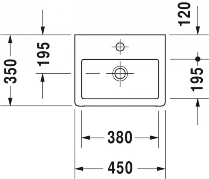 Duravit Vero 45 bowlevask op til væg - 1 hanehul Duravit Vero 45 bowlevask op til væg - 1 hanehul