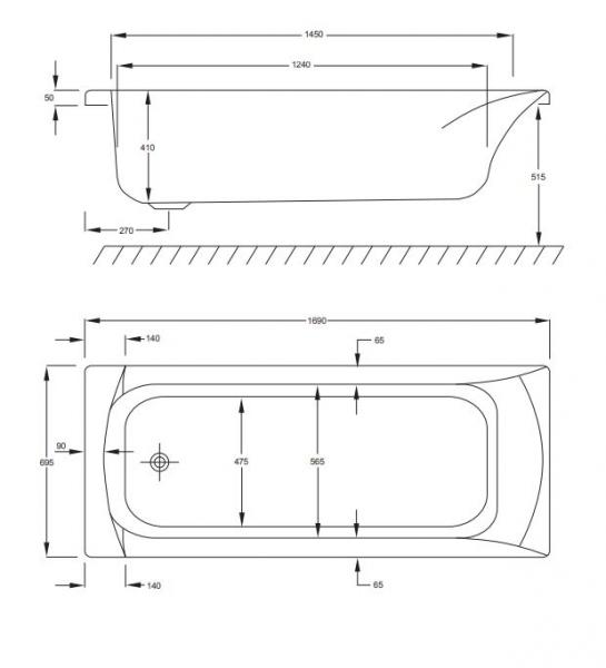 Strømberg Delta badekar t/indbygning - 170 x 70 - 1 ryglæn Strømberg Delta badekar t/indbygning - 170 x 70 - 1 ryglæn