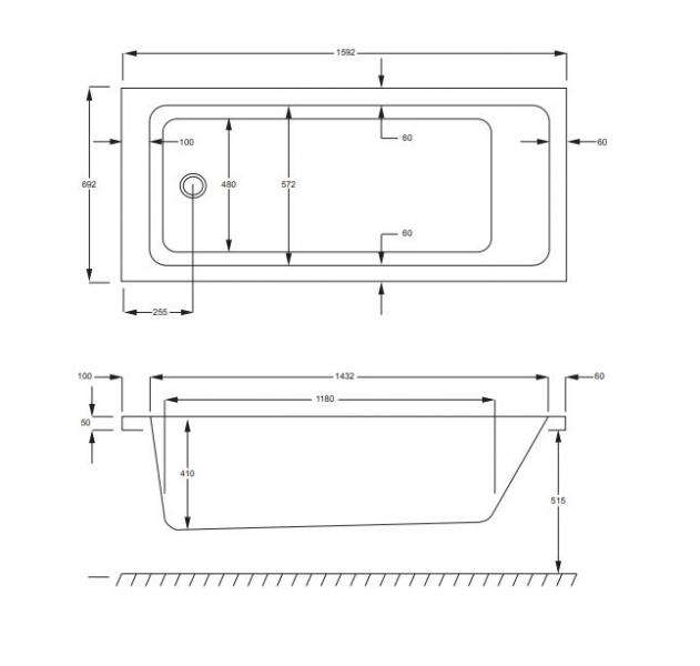 Strømberg Quantum badekar t/indbygning - 160 x 70 - 1 ryglæn Strømberg Quantum badekar t/indbygning - 160 x 70 - 1 ryglæn