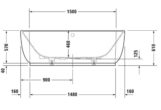Duravit Luv Back-to-wall fritst&aring;ende kar - 1800x950mm - Hvid mat