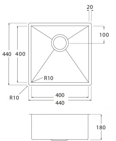 Lavabo Kubus 400 Soft køkkenvask - Shadow