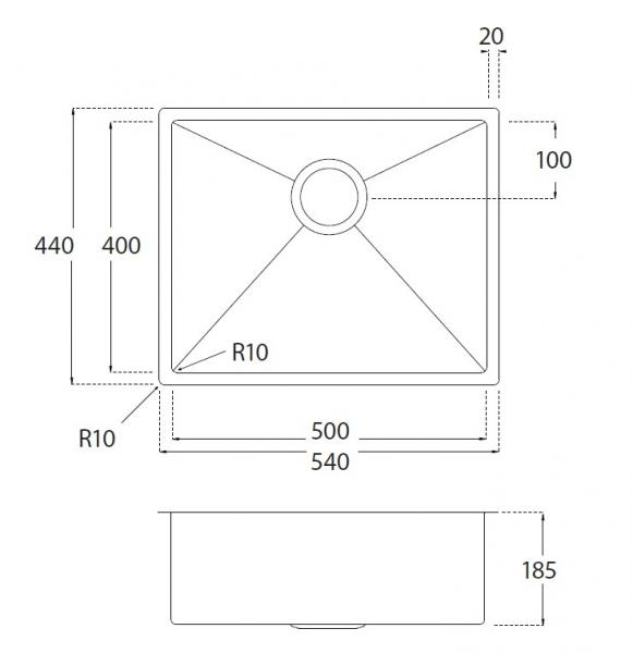 Lavabo Kubus 500 Soft køkkenvask - Messing PVD Lavabo Kubus 500 Soft køkkenvask - Messing PVD