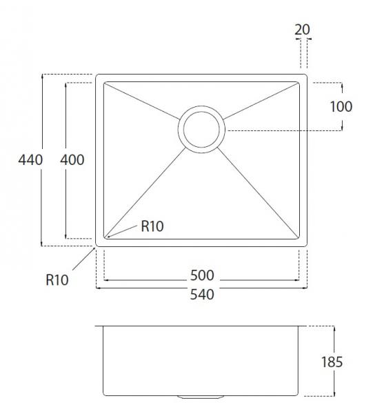 Lavabo Kubus 500 Soft køkkenvask - Shadow