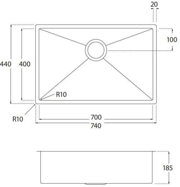 Lavabo Kubus 700 Soft køkkenvask - Shadow Lavabo Kubus 700 Soft køkkenvask - Shadow