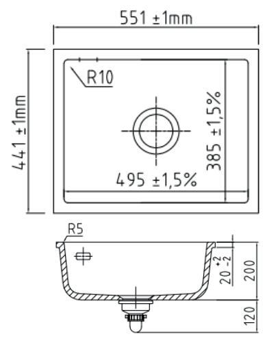 Lavabo Mera 50 U porcelænskøkkenvask - Krom afløb Lavabo Mera 50 U porcelænskøkkenvask - Krom afløb