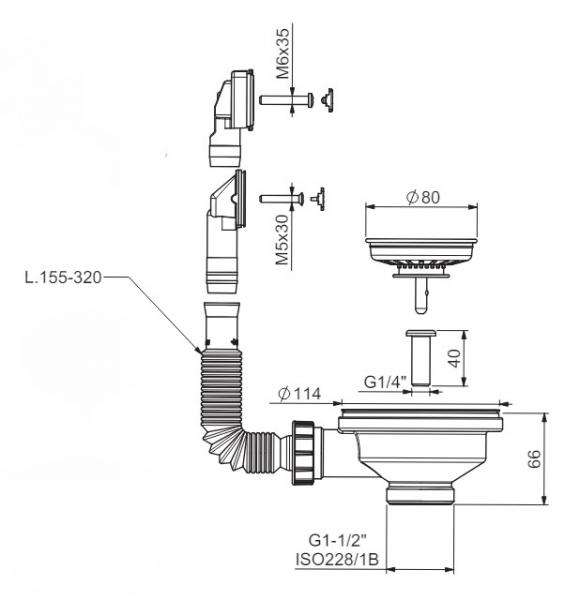 Lavabo universal bundventil til køkkenvask - Sort Lavabo universal bundventil til køkkenvask - Sort