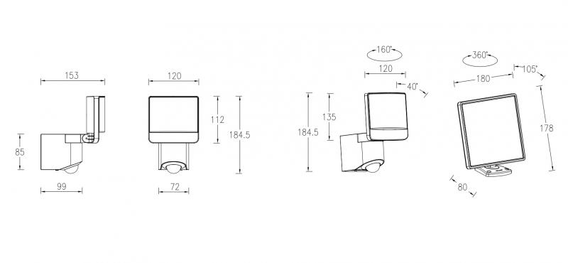 Lutec Solar Sunshine udendørslampe m/PIR-sensor og solceller - Lille - Mørk grå