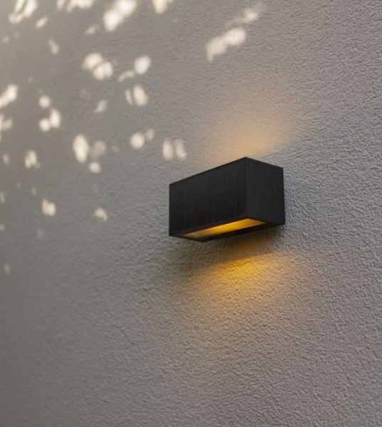 Lutec Solar Inka hybrid udendørslampe til væg m/solceller - Mørkegrå