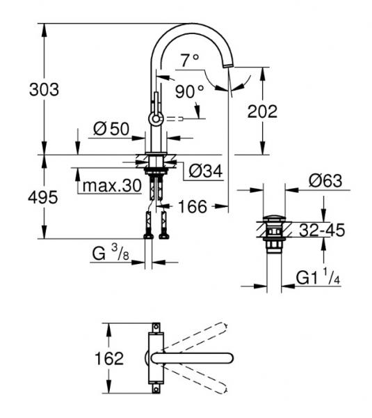Grohe Atrio New håndvaskarmatur m/ pop-up bundventil - Supersteel Grohe Atrio New håndvaskarmatur m/ pop-up bundventil - Supersteel