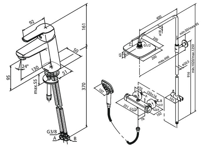 Damixa Pine komplet pakke til badeværelset - Krom
