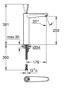 Grohe Eurodisc Joystick h&aring;ndvaskarmatur - large