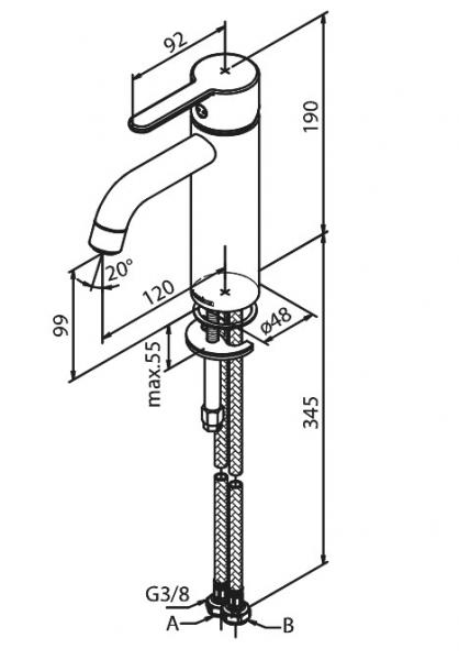 Damixa Silhouet M håndvaskbatteri u/bundventil - Mathvid
