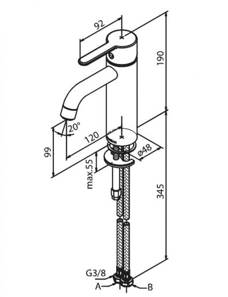 Damixa Silhouet M håndvaskbatteri u/bundventil - Børstet messing Damixa Silhouet M håndvaskbatteri u/bundventil - Børstet messing