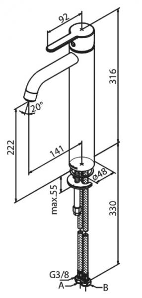 Damixa Silhouet L håndvaskbatteri u/bundventil - Krom Damixa Silhouet L håndvaskbatteri u/bundventil - Krom