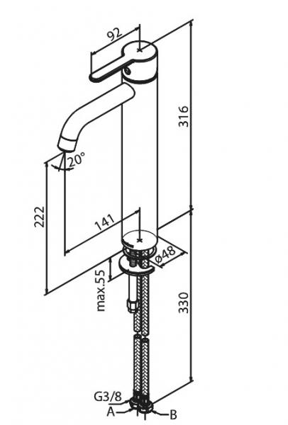 Damixa Silhouet L håndvaskbatteri u/bundventil - Børstet messing Damixa Silhouet L håndvaskbatteri u/bundventil - Børstet messing