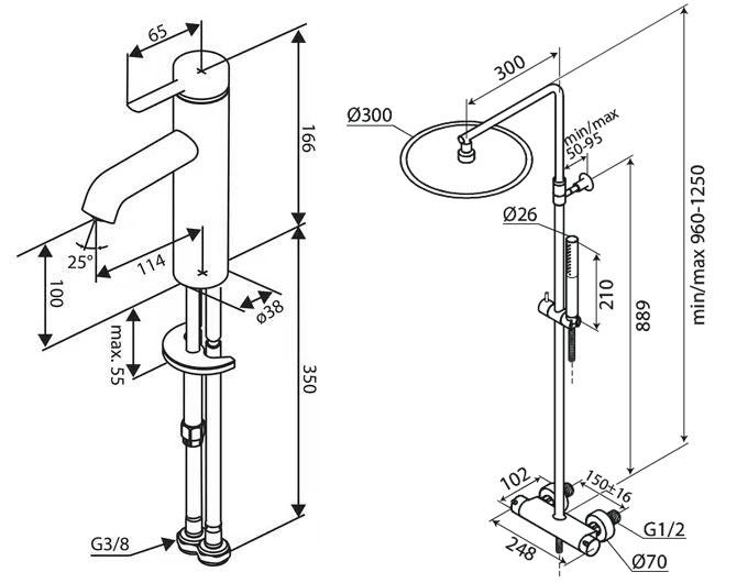 Damixa Iris komplet pakke til badeværelse - Krom