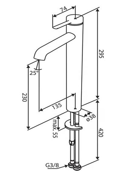Damixa Iris bowlearmatur m/koldstart u/bundventil - Børstet grafitgrå