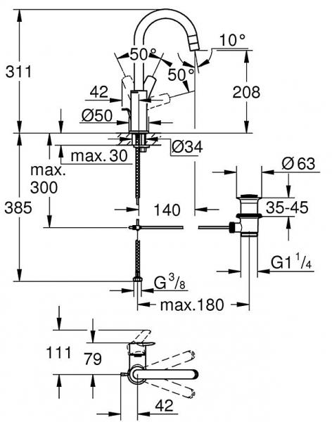 Grohe Start håndvaskarmatur L m/bundventil - Krom Grohe Start håndvaskarmatur L m/bundventil - Krom