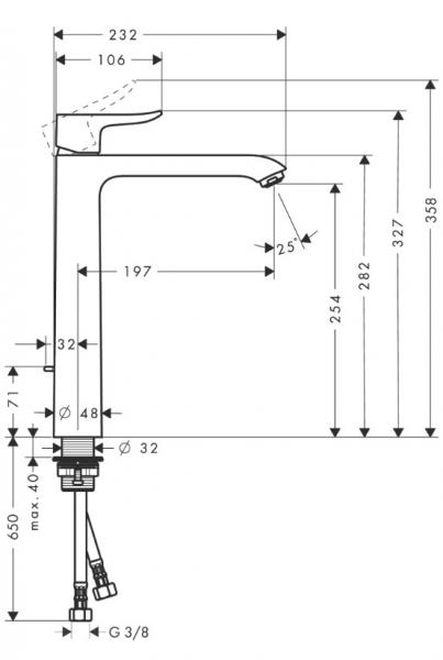 Hansgrohe Metris 260 h&aring;ndvaskarmatur - H&oslash;j model