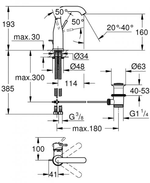 Grohe Essence New M håndvaskarmatur m/bundventil - Børstet cool sunrise Grohe Essence New M håndvaskarmatur m/bundventil - Børstet cool sunrise