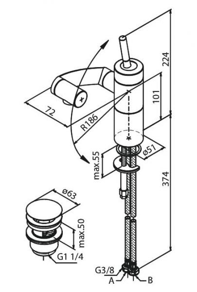 Damixa Arc håndvaskarmatur m/bundventil - Krom Damixa Arc håndvaskarmatur m/bundventil - Krom