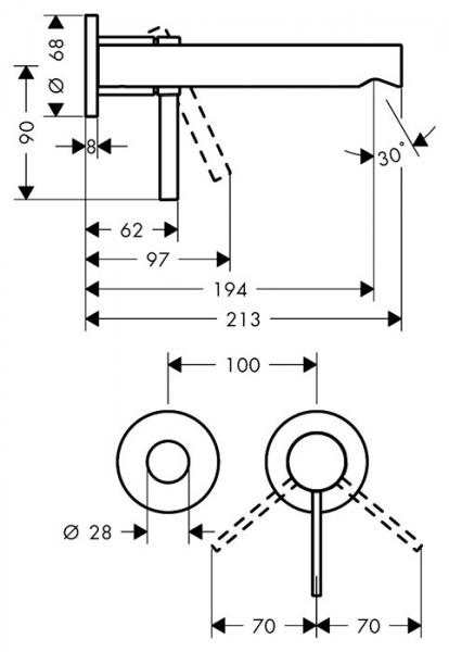 hansgrohe Zesis S armatur indbygning i væg 19,4 cm - Mat sort