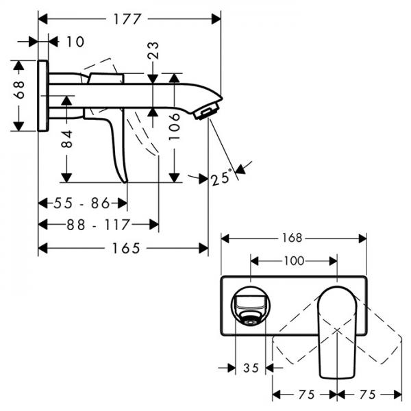 hansgrohe Metris h&aring;ndvaskarmatur t/indbygning - 165 mm