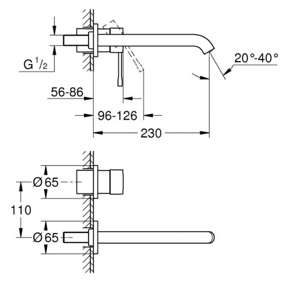 Grohe Essence New L komplet armatur til indbygning i væg - Supersteel Grohe Essence New L komplet armatur til indbygning i væg - Supersteel