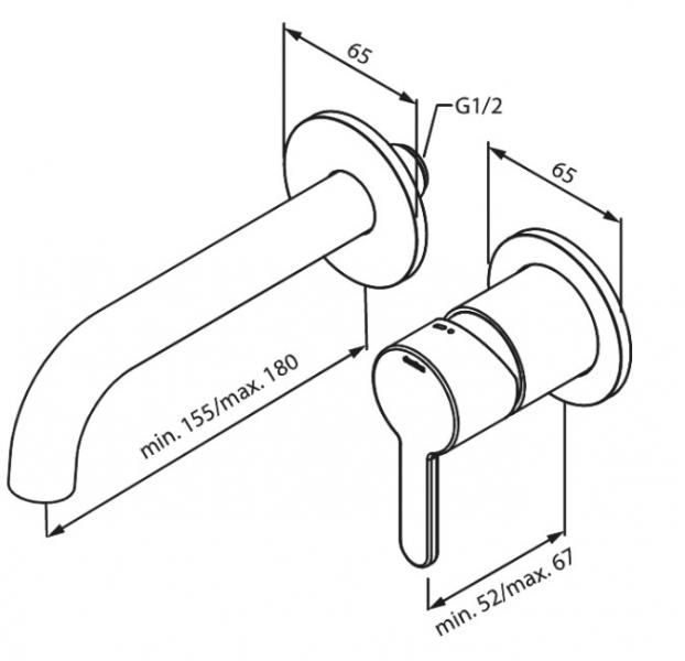 Damixa Silhouet armatur til indbygning i væg - Steel Damixa Silhouet armatur til indbygning i væg - Steel