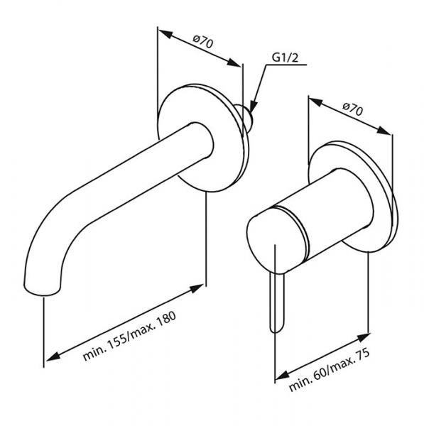 Damixa Iris håndvaskarmatur til indbygning m/Koldstart - 180 mm - Mat sort Damixa Iris håndvaskarmatur til indbygning m/Koldstart - 180 mm - Mat sort